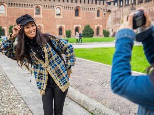 Italy Tourist Enjoying Winter Travel without Crowds